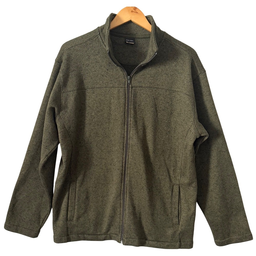 Stone Creek Men Sz Lg Rugged Full Zip Jacket Olive Green Gorpcore Outdoor